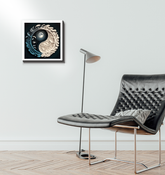 Wrapped canvas showing contrast between water droplet and dry land.
